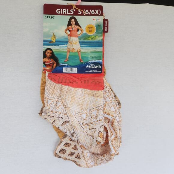 Disney Moana Girls Costume SZ 6/6X Cosplay Dress Up Halloween Christmas 1 Piece - Picture 1 of 4
